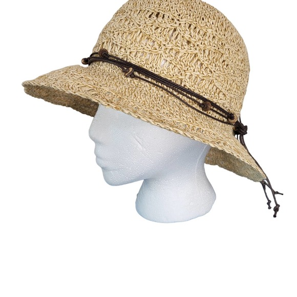 Woolrich Accessories - Woolrich Straw Bohemian Fedora Sunhat Leather Beads One size